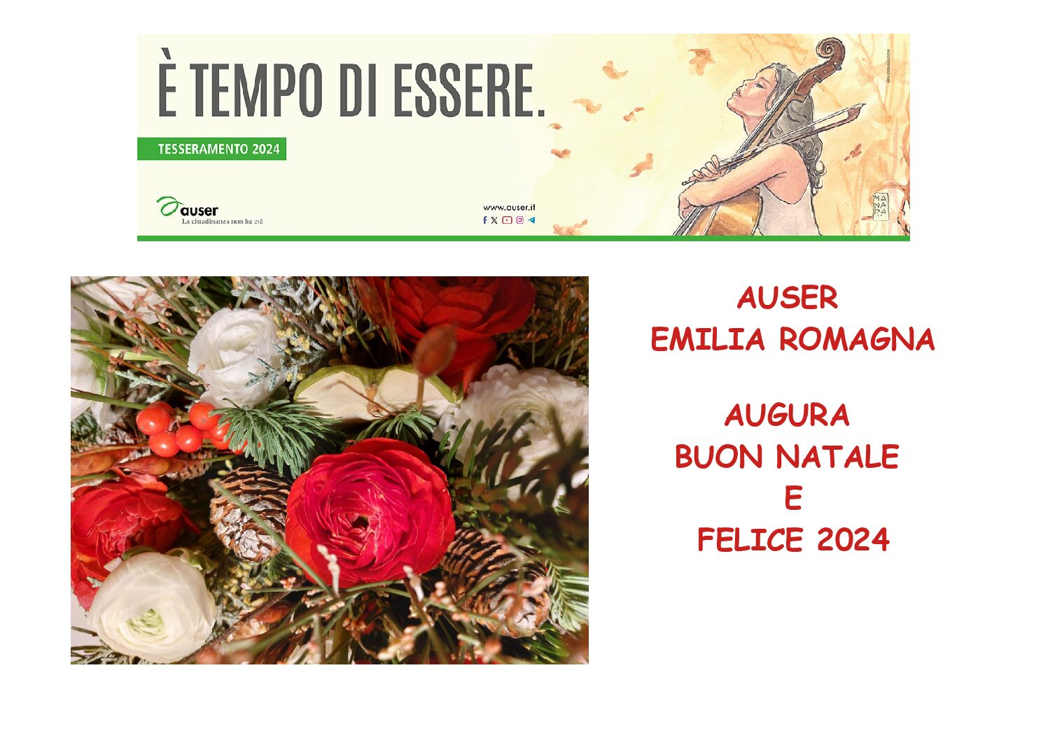 Al momento stai visualizzando Auser Emilia Romagna augura buon Natale e felice 2024